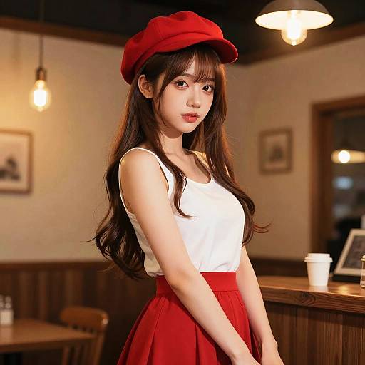 Cozy Anime Portrait in Wooden Room