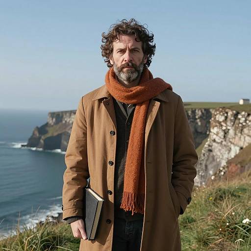 Serious Man on Cliff: A Portrait