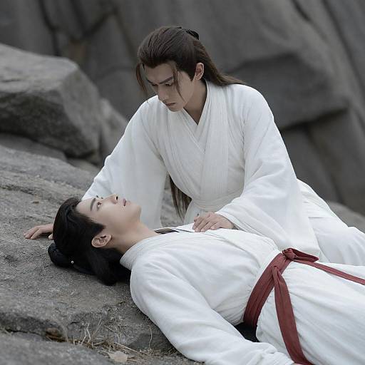 Dramatic Encounter on Rocky Terrain