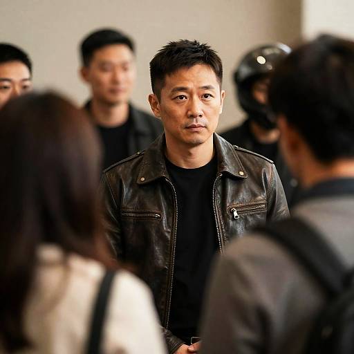 Mysterious Man in a Crowded Room