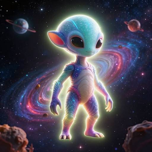 Vibrant Multidimensional Alien in Space