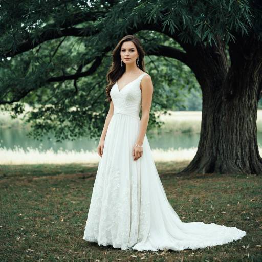 Bride in Elegant White Wedding Dress Outdoors