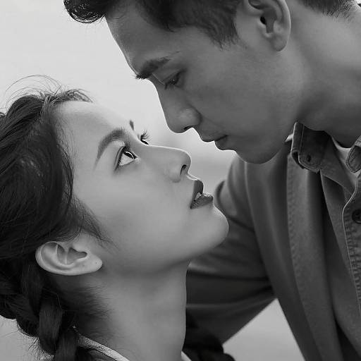 Intimate Black and White Close-Up of Couple