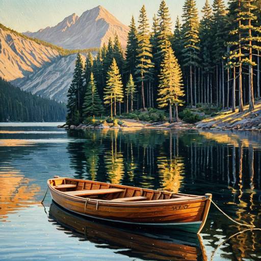 Impressionist Lake Scene at Golden Hour