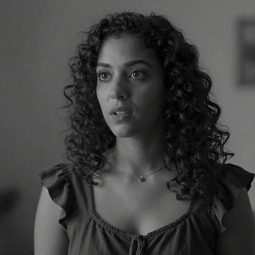 Black and White Portrait of Woman with Curly Hair