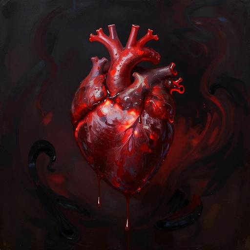 Surreal Glowing Heart with Blood