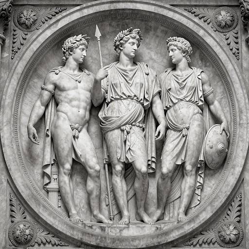 Classical Marble Relief of Three Male Figures