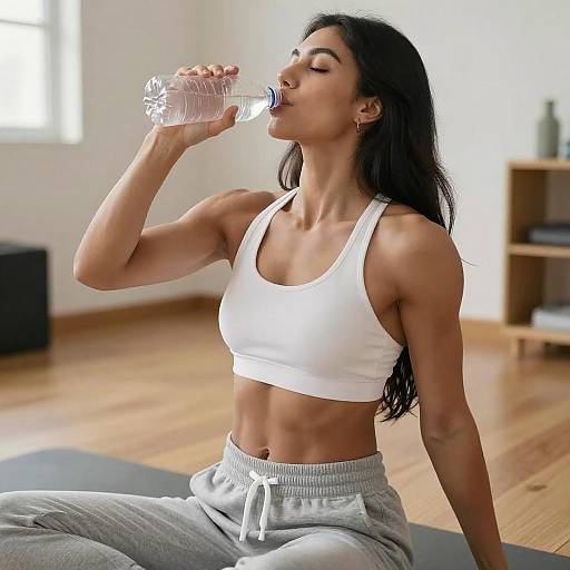 Muscular Woman Hydrating Post-Workout