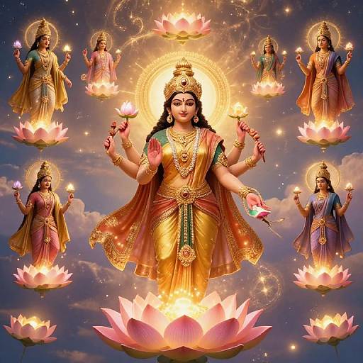 Celestial Lakshmi with Glowing Lotus