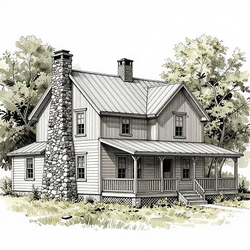 Classic Two-Story Farmhouse Sketch