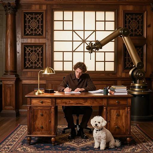 Man Writing at a Vintage Desk
