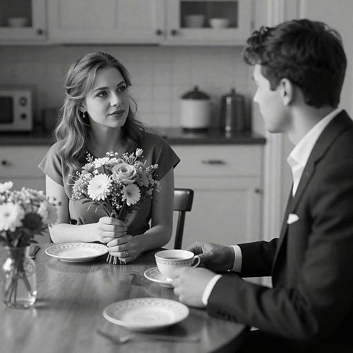 Elegant Black and White Dining Moment