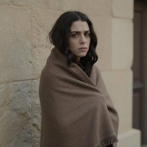 Pale Woman Wrapped in Brown Blanket