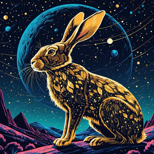Cosmic Hare with Gold Leaf Detailing