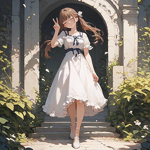 Charming Anime Girl in Outdoors