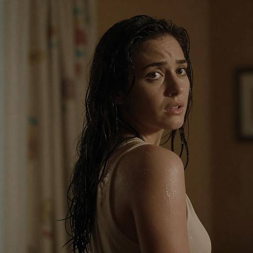 Worried Woman in Dim Lighting