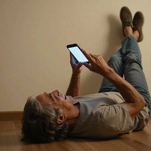 Elderly Hispanic Man Using Smartphone