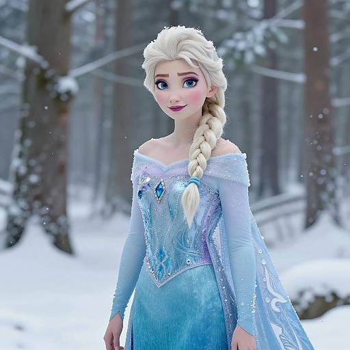 Photorealistic Boy Elsa in Winter Wonderland