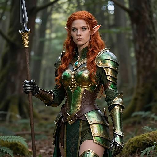 Majestic Elven Warrior in Lush Forest