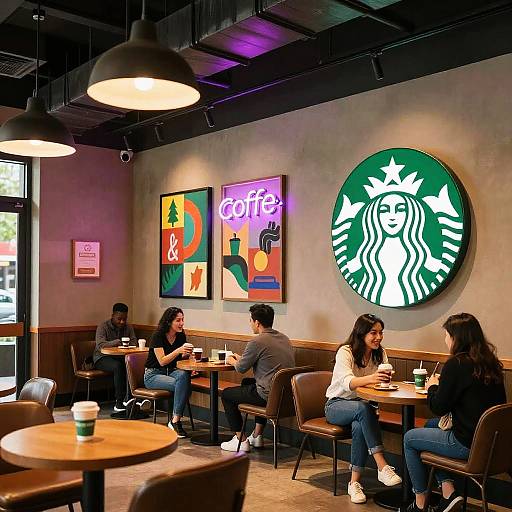 Vibrant Starbucks Aesthetic Interior