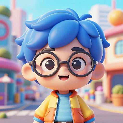 Vibrant Cartoon Character in Urban Style