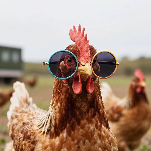 Surreal Chicken Portrait with Sunglasses