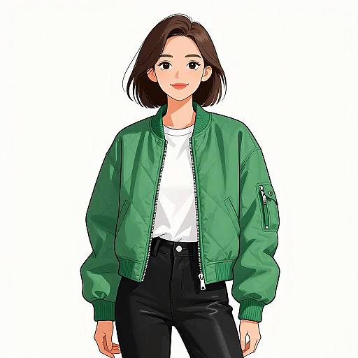 Smiling Woman in Streetwear Outfit