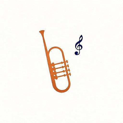 Minimalist Flugelhorn Silhouette with Bass Clef