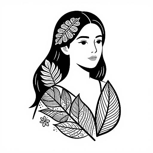 Isometric Woman with Leaf Patterns