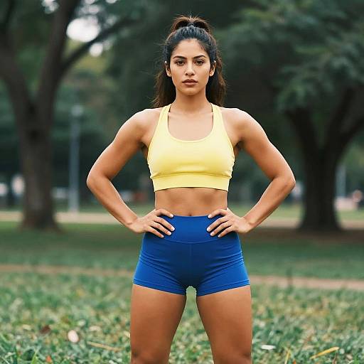 Confident Buff Woman in Retro Park Vibes