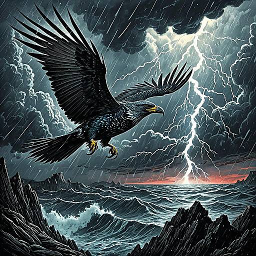 Stormbird Diving in Lightning Storm