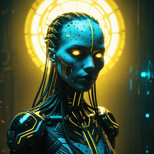 Futuristic Cyborg Woman with Glowing Eyes