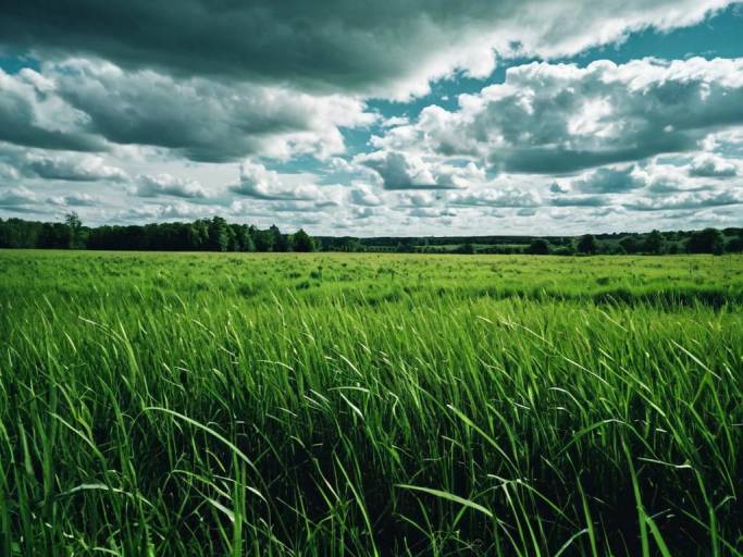 Serene Clouds and Grass Wallpaper
