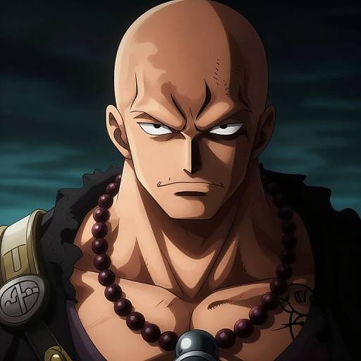 Fierce Bald Pirate Anime Portrait