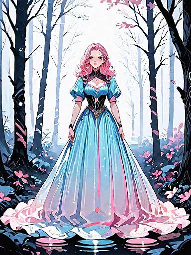 Elegant Dark Fantasy in Misty Forest