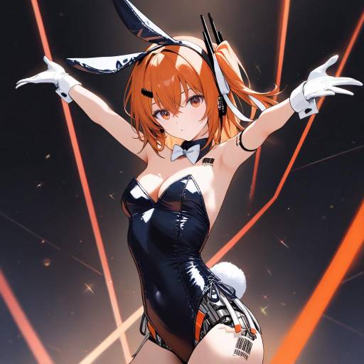 Anime Girl in Black Bunny Suit