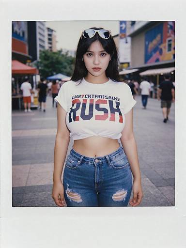 Streetwear Woman in Polaroid Style