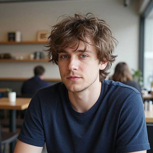 Candid European Man at Coffee Shop