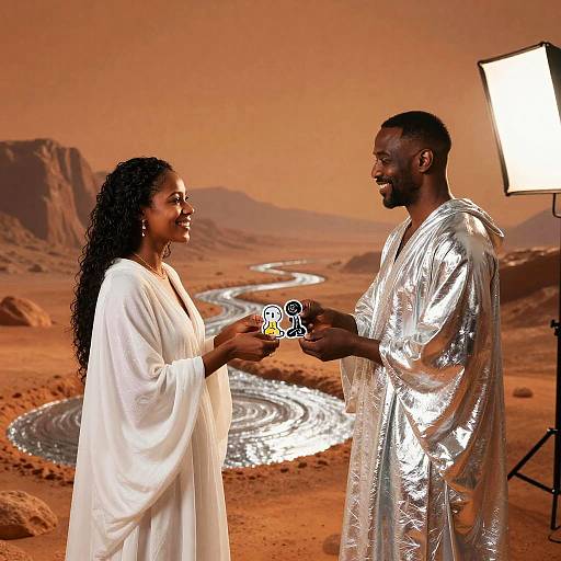 Black Musicians Trading Stickers on Mars Set