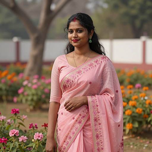 Elegant Portrait in Vibrant Garden