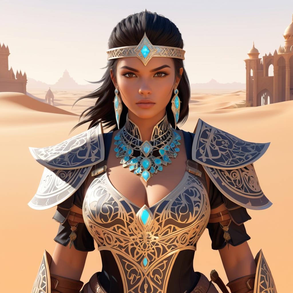 Mystical Desert Warrior in Ornate Armor