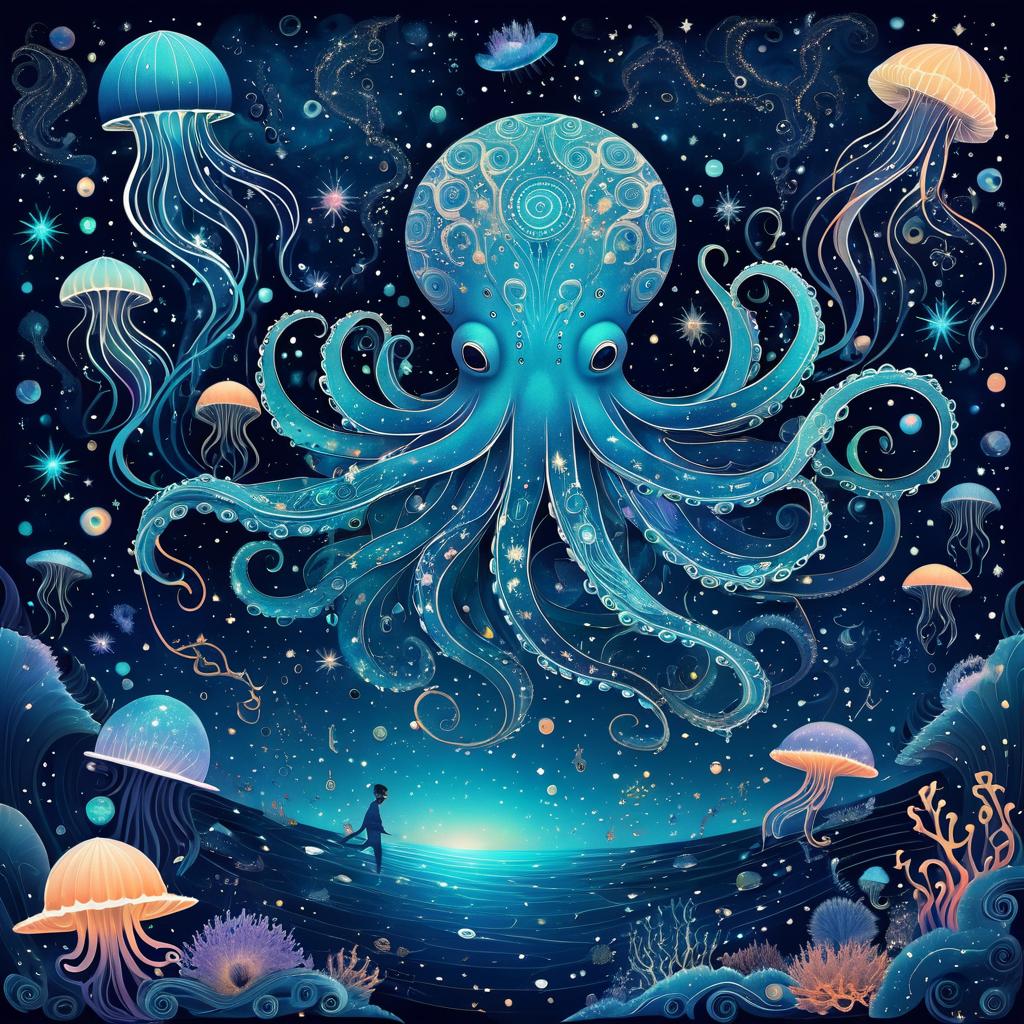 Cosmic Octopus in a Starry Ocean