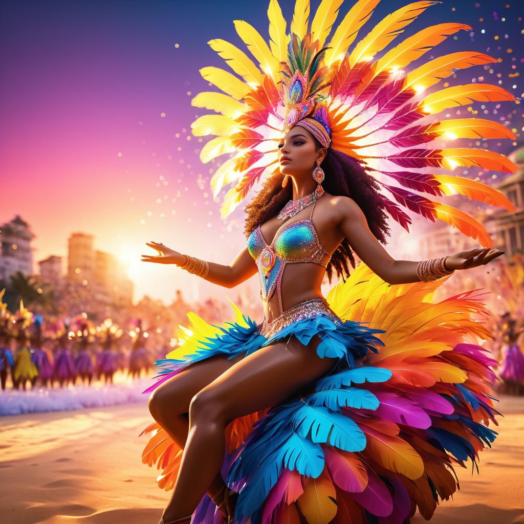 Vibrant Samba Festival in Rio Sunset