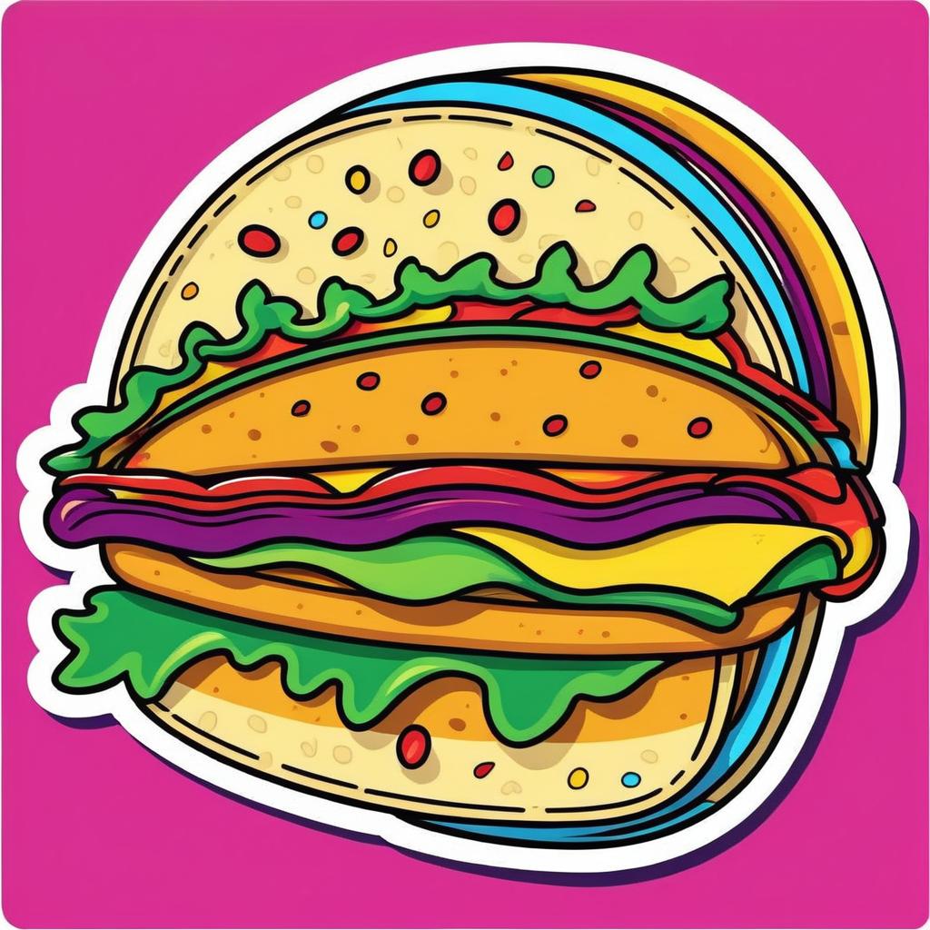 Vibrant Taco Pop Art Sticker Design