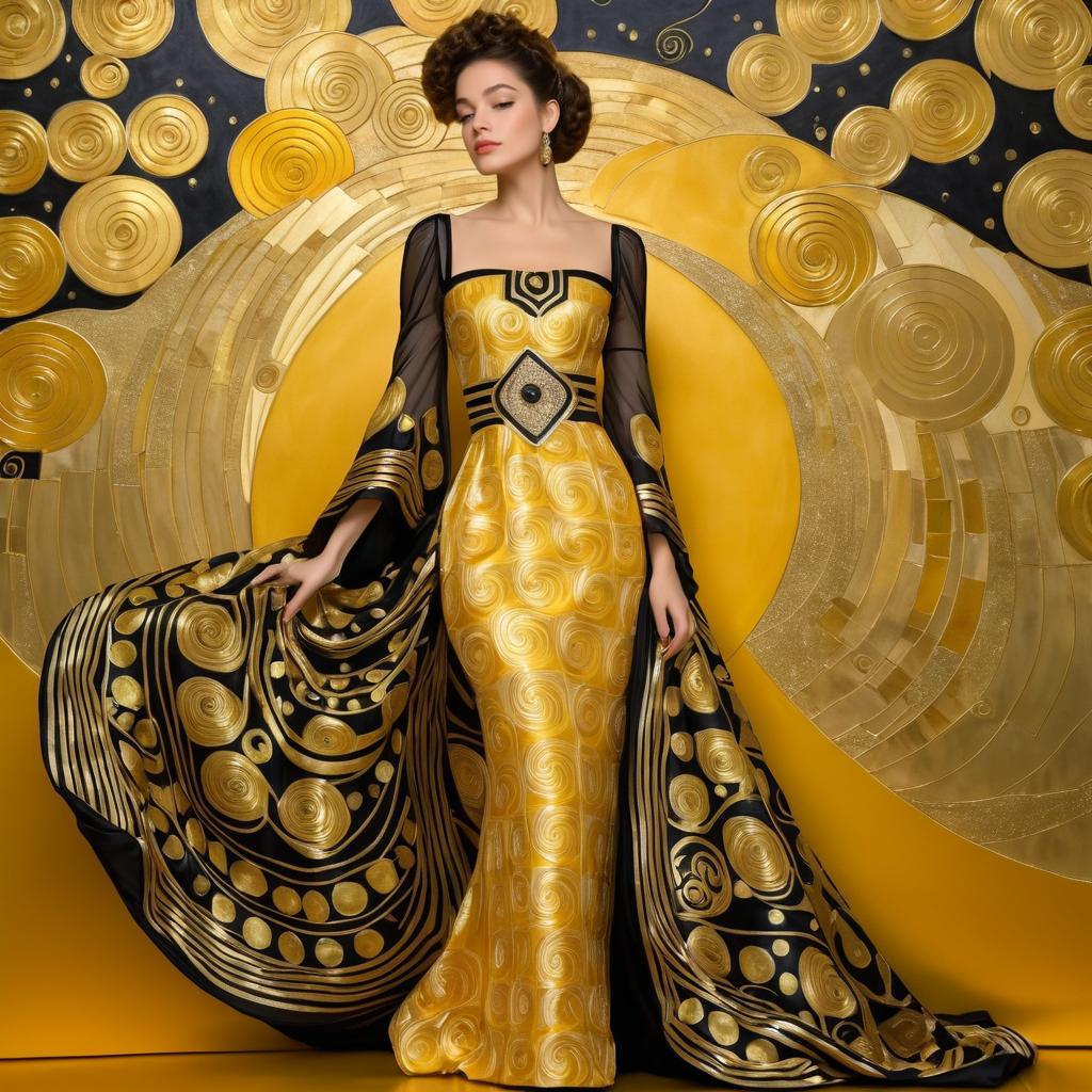 Elegant Woman in Klimt-Inspired Fashion