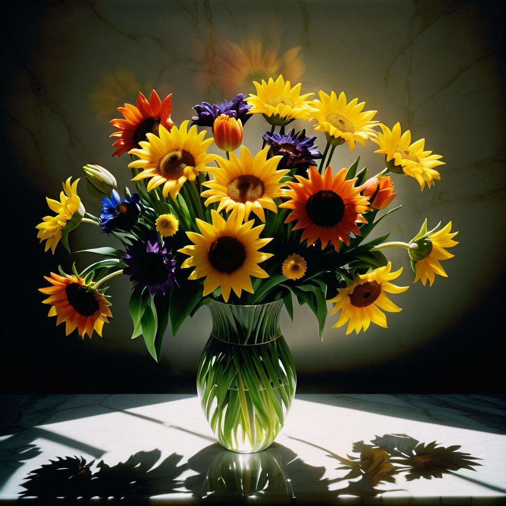 Vibrant Chiaroscuro Flower Arrangement Photo