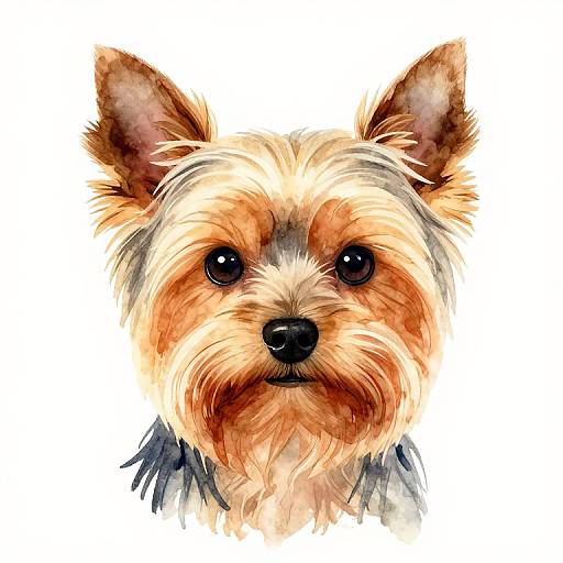 Watercolor Yorkshire Dog Close-Up