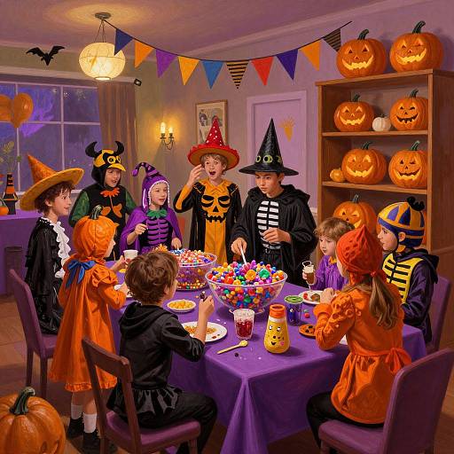 Vibrant Indoor Halloween Party Scene
