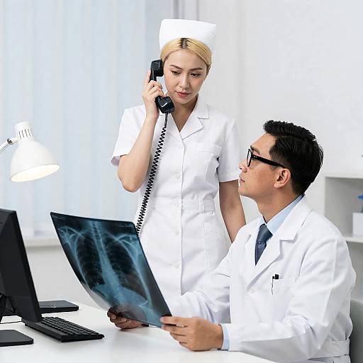 Doctor's Office Scene with Nurse and Doctor