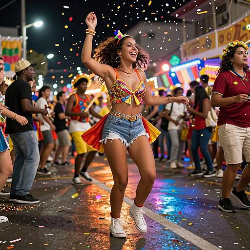 Joyful Woman Dancing at Carnival